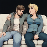 Human mother and son, alcohol, drinking, intoxication, comic, sequence, sitting  s-3987243875.png