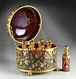 Rare 12 bottle bronze and glass perfume casket by .jpg
