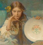 'Girl with Flower Plate', Alphonse Mucha.jpg