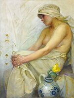 'Sitting Girl', 1914. Alphonse Mucha .jpg