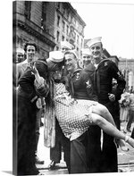 American sailors kissing and posing with a woman, celebrating the end of World War II.jpg